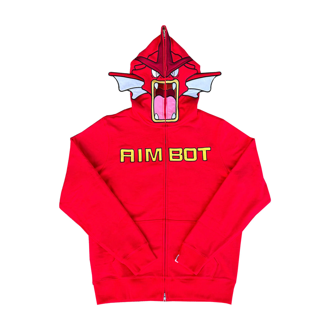 Aimbot Shiny Full Zip Hoodie Red